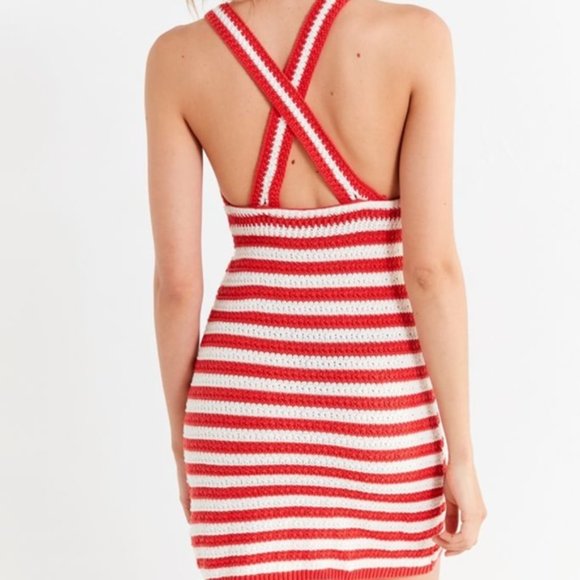 UO Maura Red & White Striped Crochet Dress Size XS - Picture 12 of 13